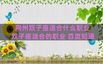 荆州双子座适合什么职业 双子座适合的职业 百度知道